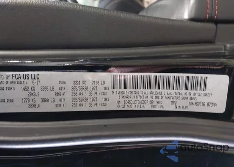 2017 Dodge Durango R/T Awd z USA, uszkodzony, nr VIN 1C4SDJCT3HC937198